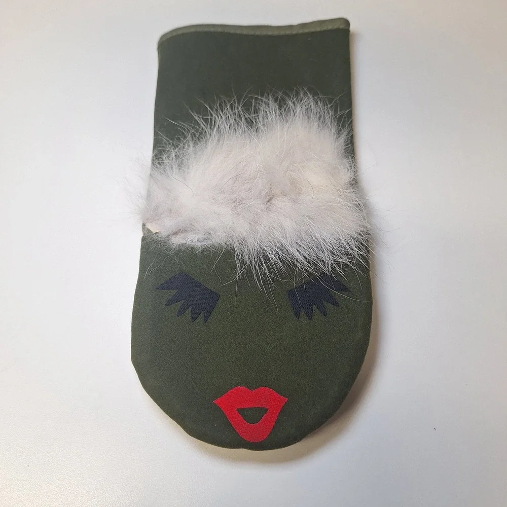 VTG Flossie Fox Style 52 Puppet Oven‎ Mitt Norwegian Blue Fox Mouth Padded